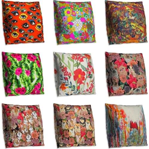 Colorful Leaf Double Side Print Cushion Cover Polyester Decorative for Sofa Seat Soft Throw Pillow Case Cover 45x45cm Home Decor