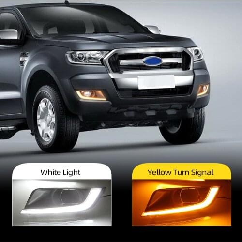 CSCSNL 2Pcs for Ford Ranger Wildtrak 2015 2016 2017 2018 LED DRL Daytime Running Light Daylight Fog Head yellow turn Lamp