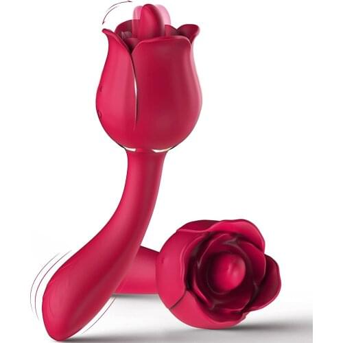 Rose Toy, 2 in 1 Clit Licking & Vibrating Vibrator Nipple Stimulator With 9 Frequency Dildo Adult Sex Toys for Women Couples
