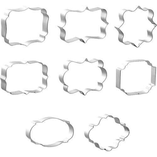 Sugar biscuit mold 8Pcs Plaque Cutter Cookies Frame DIY Cake Oval Square Rectangle Fancy Stainless Cookie Mold