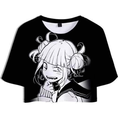 Anime My Hero Academia Cosplay Himiko Toga Cropped Top Anime Boku No Hero Academia T Shirt Printing 3D Short-sleeved T-shirt
