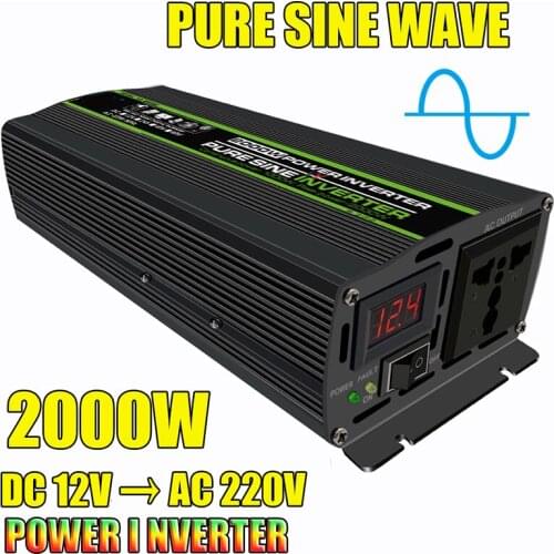 1000W ( Peak 2000W ) Power Inverter Pure Sine Wave DC 12V To AC 220V Converter Power Supply for RV, Home, Car Use, Solar System