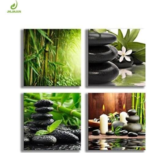 JHLJIAJUN 4 Piece Modern Green Plant Canvas Decoration Home Modular Picture Art Decorative Nordic Poster Home Decor Picture