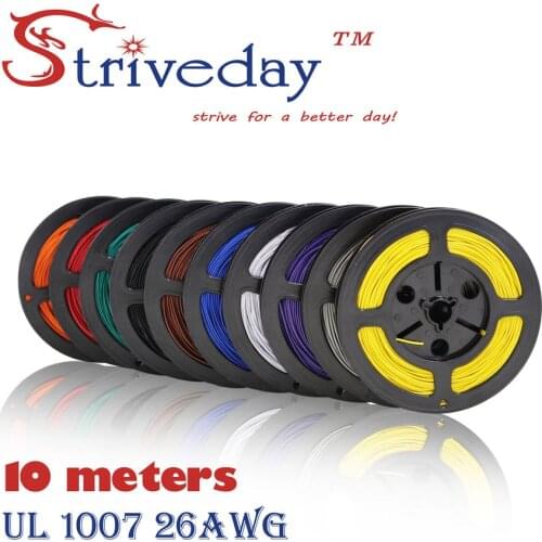 Striveday 1007 26 AWG Cable Copper Wire 10 Meters Red Black yellow 10 colors for choosen Electrical Wires copper Cables For DIy