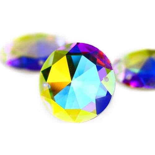 Round Shape AB Color Sewn Stones Glitter Strass DIY Sewing Crystals Flat Back Glass Rhinestones For Clothes Dress Making