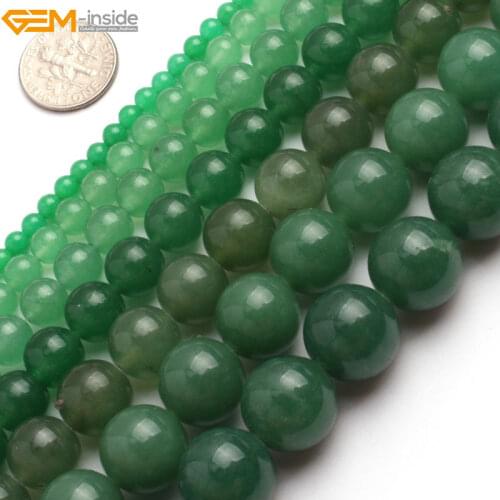 Gem-inside 4-14mm Round Stone Beads Green Aventurine Beads For Jewelry Making Beads Bracelets For Women 15'' DIY Beads Jewellery