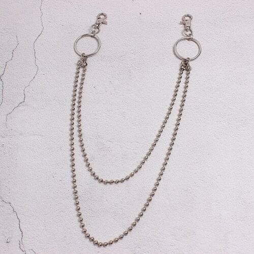 Fashion Punk Hip-hop Trendy Belt Waist Chain Multilayer Male Pants Chain Jeans Punk Silver Metal Big Ring Pants Chains