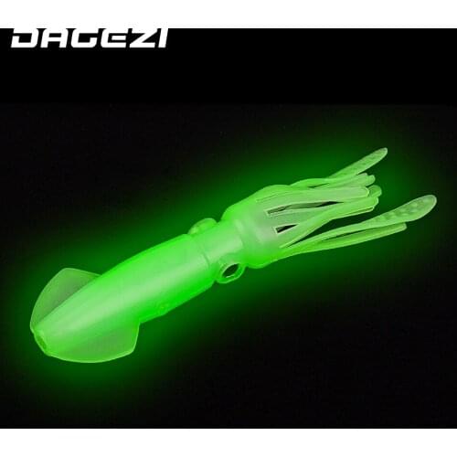 DAGEZI Soft Lure 8.5cm/8g Luminous Squid Skirts 5PCS/Lot Night Fishing Lure Soft Artificial Bait