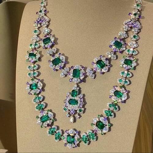 GODKI Famous Brand 4PCS Green CZ Luxury African Jewelry Set For Women Wedding Party Zircon Crystal Dubai Bridal Jewelry Set Gift