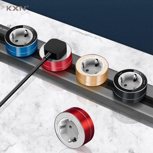 KXN EU Germany Standard Wall Mounted Power Track Socket Electric Extension Aluminum Alloy Outlet Plugs for Kitchen Home Office