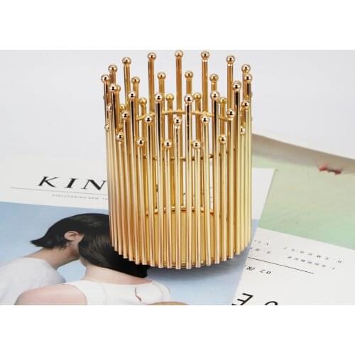 Creative Golden Wrought Iron Desktop Storage Pen Holder Student Stationery Multifunctional Office Pen Holder
