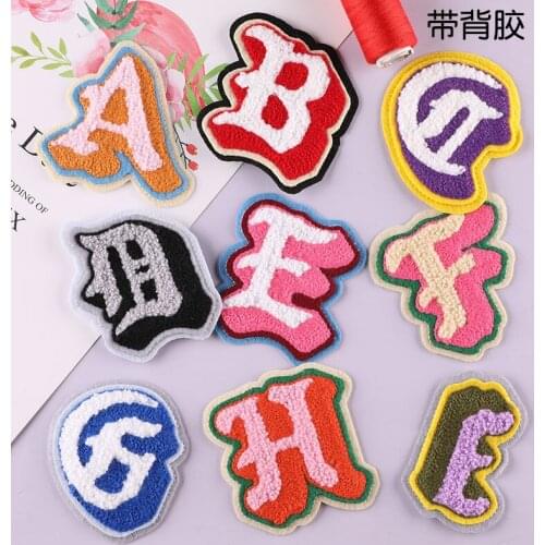 2021 New 3D Colorful A-Z 26 Letters Chenille Embroidered Patches Sew on Alphabet Letters Embroidery Applique Sewing iron