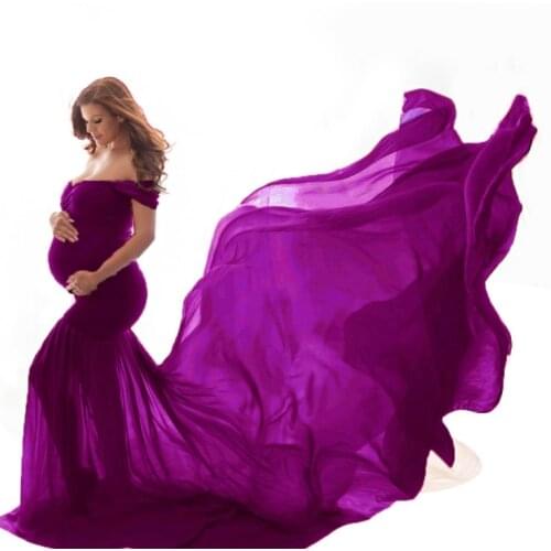 New Long Dresses Maternity Photography Props Pregnancy Dress Chiffon For Photo Shooting Off Shoulder For Women sexy Maternity