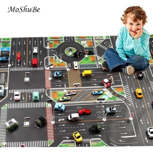 130*100cm Educational Play Mat Teaching Childrens Carpet Urban Traffic Route Kids Rug Parking Lot Map Mat Rules Route Game Pad