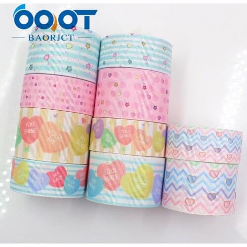 OOOT BAORJCT I-191007-2394,38mm,10yards Love Thermal transfer Printed grosgrain Ribbons,Wedding Party Decoration DIY Materials