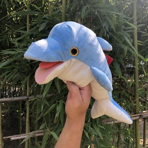 Plush Hand puppets Life Animals Dolphin Crab Shark Turtle Model Action Figures Figurines Ocean Marine Aquarium Miniature