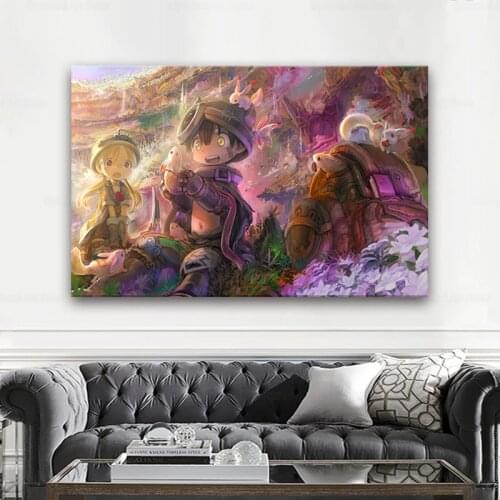 Made in Abyss Anime Poster Wooden Frame Canvas Wall Art Decoration Prints Dorm Living Room Home Bedroom Decor Framed Painting