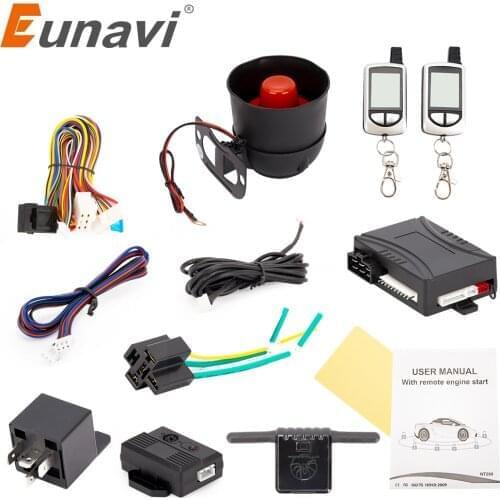 Russian Version Two Way Car Alarm System Remote Engine Start with LCD Fob Keychain 2-Way Auto Security Anti-Theft Device 368