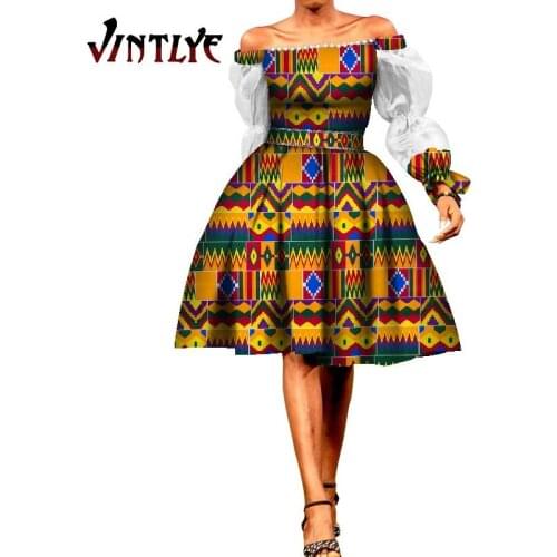 Sexy African Style Women Dresses Ankara Fashion Print Strapless Dress with Belt Large Size Nigerian Clothes Lady Abayas WY7739