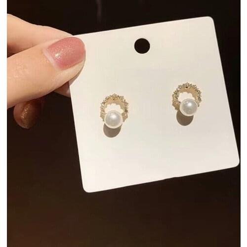 XIYANIKE Small Round Pearl Rhinestone Stud Earrings Cute Simple Alloy Earrings Gift For Women 2021 Fashion Girls Party Jewelry