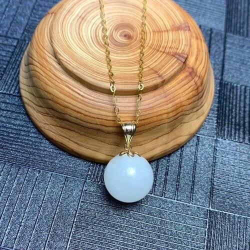 SHILOVEM 18k yellow gold Natural white Jasper Pendants classic fine Jewelry women wedding none necklace 12*12mm ymz121280hby