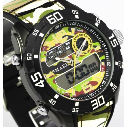 SMAEL Fashion Camouflage Men Watches Military Dual Display Sport Wristwatch Mens Casual LED Digital Man Army Watch Reloj Hombre