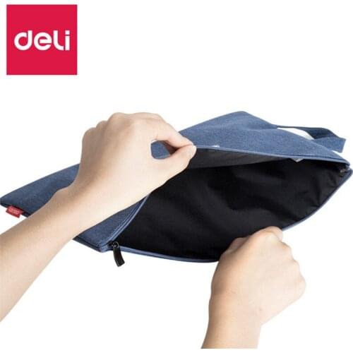 Student Portable Zipper Tubing Bag Canvas File Bag Information Bag Business Double Briefcase