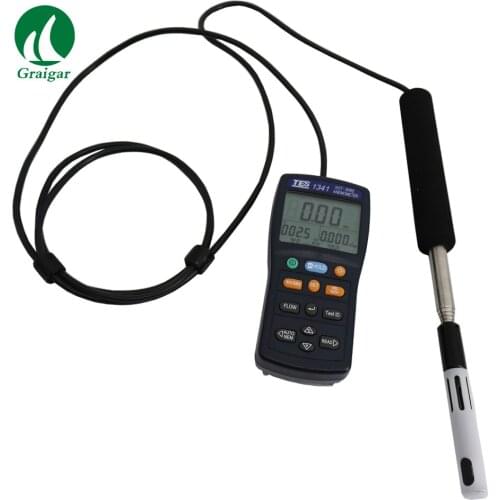 TES-1341 Hot-Wire Anemometer TES 1341 Hot Wire Thermo Anemometer TES1341 HVAC Air Flow Air Velocity Tester USB Interface Type