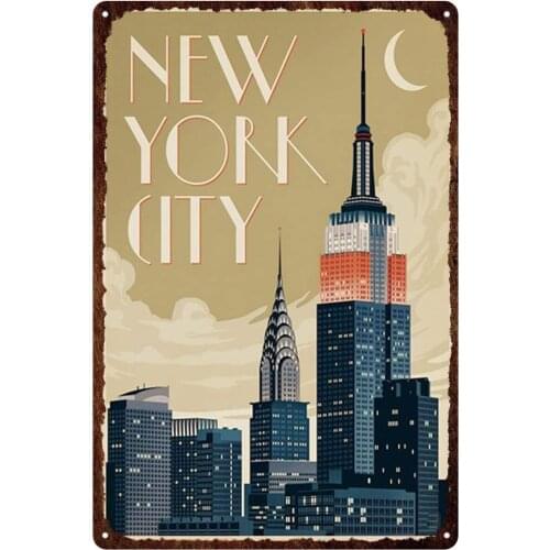 New York Vintage Style Metal Sign Iron Painting for Indoor & Outdoor Home Bar Coffee Kitchen Wall Decor 8 X 12 Inch