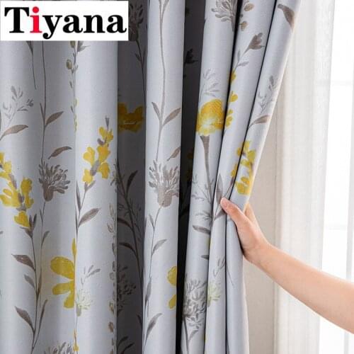 American Printed Curtains for Living Room Bedroom Country Yellow Flower Cotton and Linen Balcony Study Room Curtain JK160Z