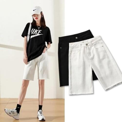 Womens Denim Shorts Casual Loose Bermuda Korean Style Ripped Jeans Wide Leg Pants White Fashion Shorts For Summer Plus Size