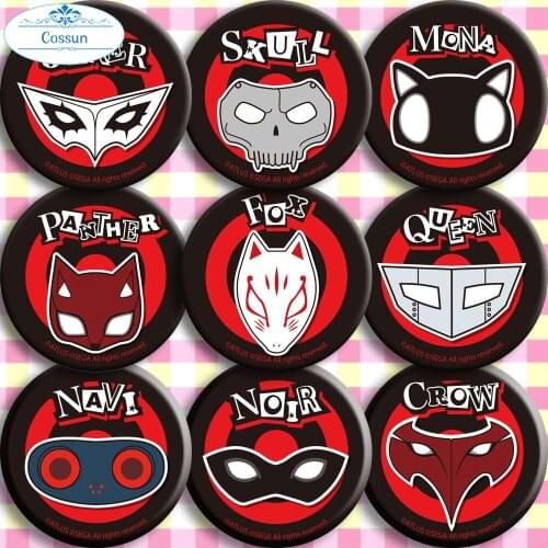 Persona 5 Anime Badge P5 Joker Ren Amamiya Ryuji Anne Morgana Futaba Goro Akechi Mask Metal Badge Brooch Pins