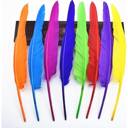 100Pcs/Lot Turkey Feathers Duck Pointer Wing Feathers for Needlework Decoration Crafts White Feather Decor Carnival Accessories