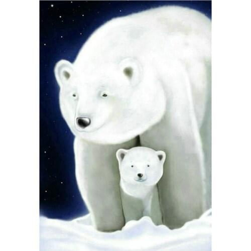 5d diamond painting white bear mother and child full square / round animal 3d diamond mosaic diamond embroidery