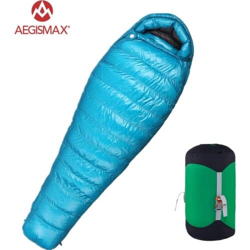 Aegismax M3 Ultralight Camping Mummy 95% White Goose Down Sleeping Bag 3 Season Hiking