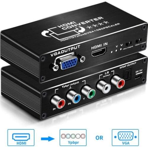 HDMI to VGA Ypbpr Converter 1080P, SPDIF(Optical)+ R/L Analog Audio Extractor Component
