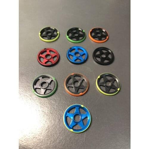 2Pcs Tamiya Mini 4WD Car Accessories 19mm Guide Wheel Dyed Anode Five-star Aluminum Rollers w Plastic Ring 95438/95397