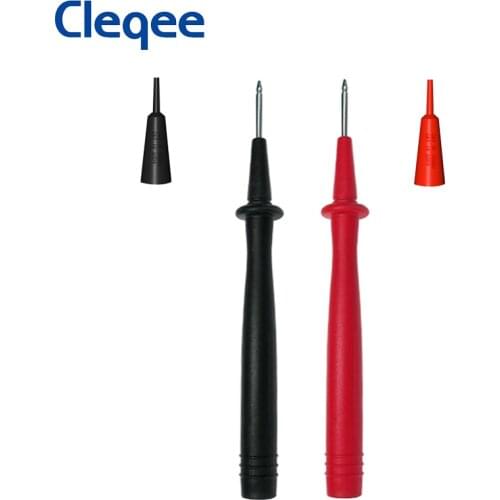 Cleqee P8004 2pcs Multimeter test probe pen 2mm nickel plated copper needle with 4mm Socket PVC Shell 1000V 10A