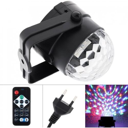 Remote Control Colorful Sound Activated Rotating Disco Ball Party Lights Strobe Light 3W RGB LED Stage Lights for Christmas KTV