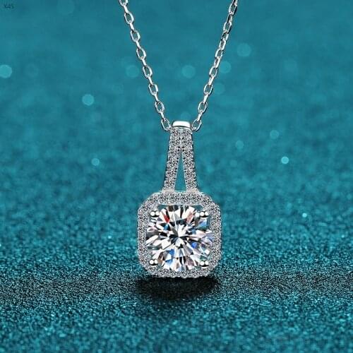 Perfect Passed Diamond Test Excellent Moissanite 925 Sterling Silver Necklace Cut 0.5-2ct Fashion Gem Necklace Women Jewelry