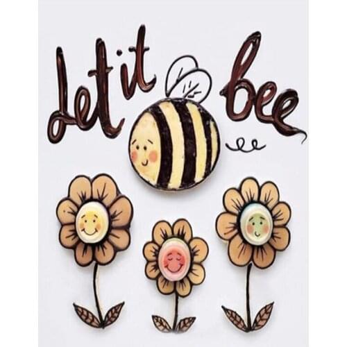 Full Square 5D Diy Animal Bee Flowers 3D Diamond Painting Round Cross Stitch Rhinestones Embroidery Home Decor FC841