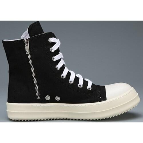 High Top Shoes Men Genuine Leather Lace Up Luxury Ankle Trainers Canvas Sneakers Boots High Street Hip Hop Casual Flats Shoes