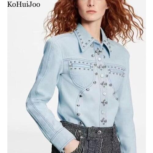 Женские голубые рубашки KoHuiJoo China At AliExpress