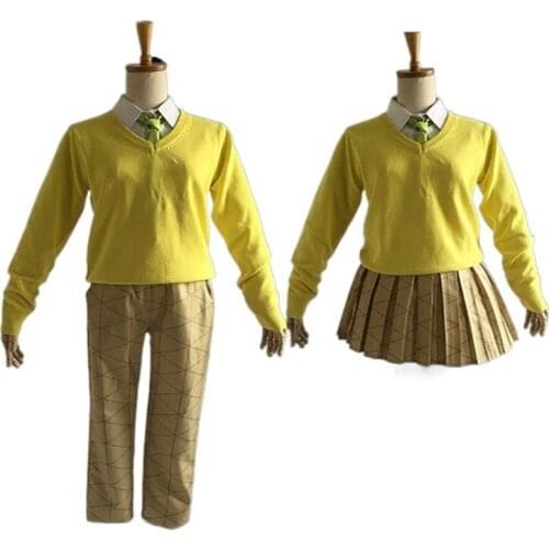 Anime Demon Slayer Kimetsu No Yaiba Cosplay Costumes Agatsuma Zenitsu Clothes Suits School Uniforms Outfits Carnival Party