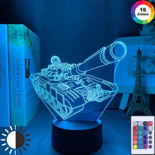 Creative 3D LED Novelty Tanks Model Touch Able Lamp Night Light Home For Kids Sleeping Visual Lighting Decoration Gifts USB Lamp