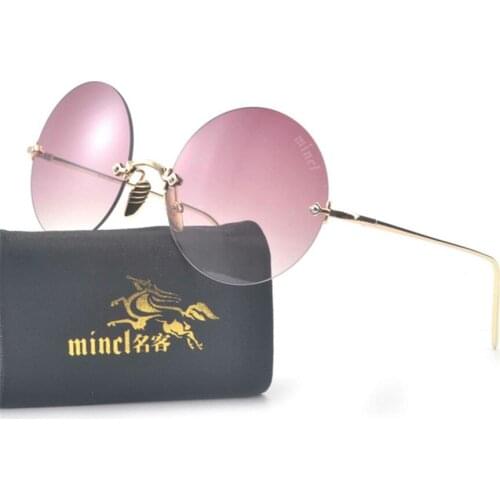 Rimless Round Sunglasses Men Women Fashion UV400 Glasses Fashion Brand Design Mens Punk Driving Mirror Sunglasses NX