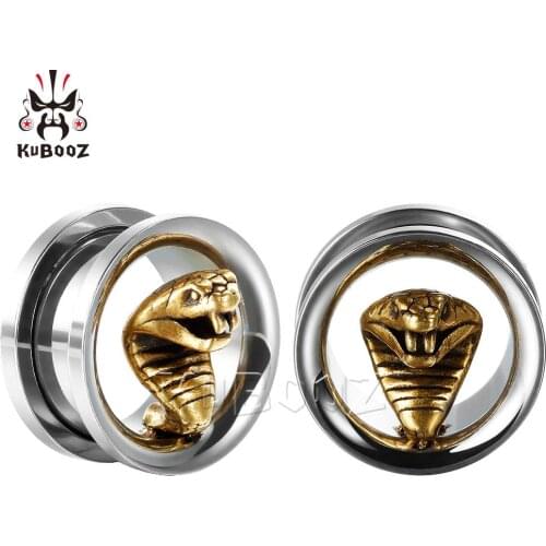 KUBOOZ Cobra Stainless steel Earrings Ear Piercing Stretchers Expanders New Arrival Ear Plugs Body Jewelry For women men 2PCS