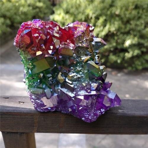 Lg Aura Crystal Cluster Stone Stones Crystals Wicca Cristal Islande Pierre Naturelle Cristaux Healing Home Decoration Titanium