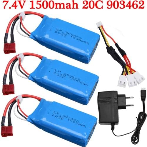 7.4V 1500mAh Lipo battery With USB Charger For Wltoys 12428 12423 144001 A969-B RC Car battery Lipo 2S 7.4 V 1500 mah 2S T PLUG