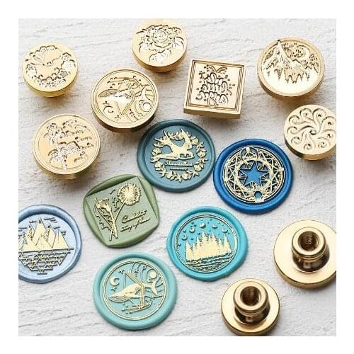 European-style Seal Copper Envelope Seal First Letter Animation Icon Lacquer Seal Copper Head Greeting Card DIY Decoration